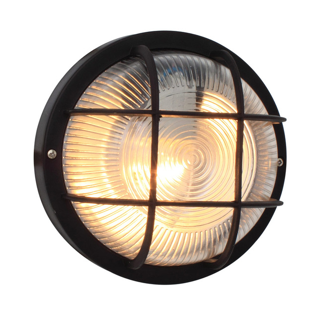 Round Black PVC Bulkhead – 1×E27