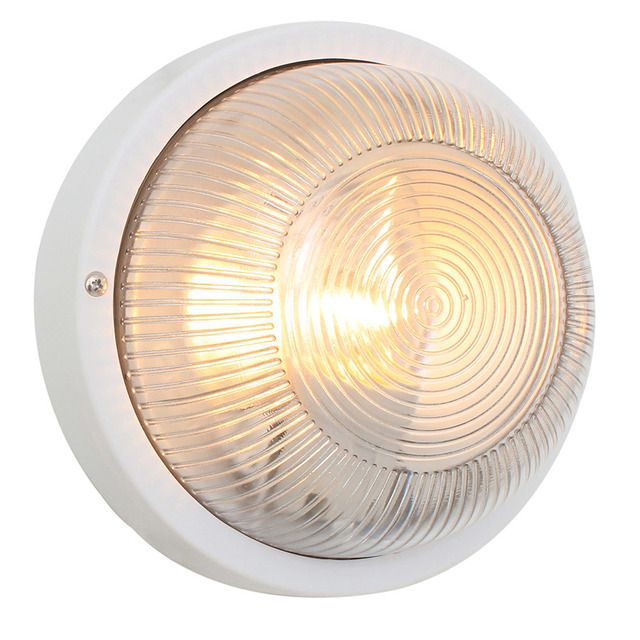 Round Plastic Bulkhead Plain White 1 x E27