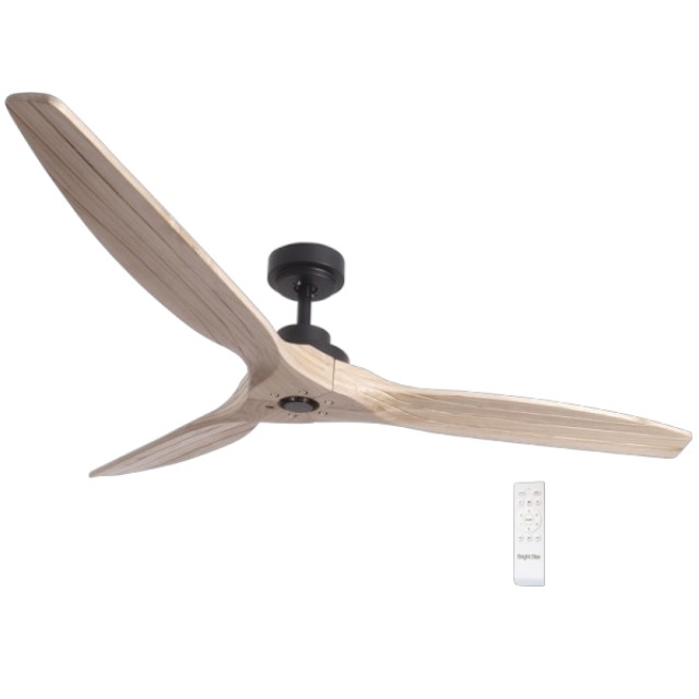 60″ 3-Blade Black Fan With Wooden Blades