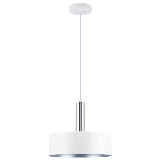 White And Polished Chrome Round Pendant