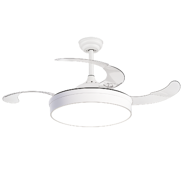 42″ Retractable LED Ceiling Fan with Remote Control – White