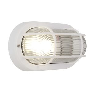 Oval Bulkhead with Grid PVC 1x E27