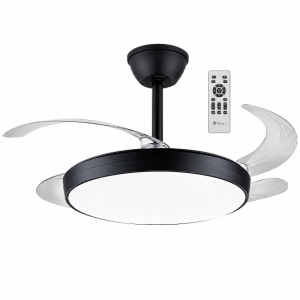 42" Retractable LED Ceiling Fan with Remote Control - Black