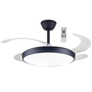 42" Retractable Blade Ceiling Fan with LED – Black