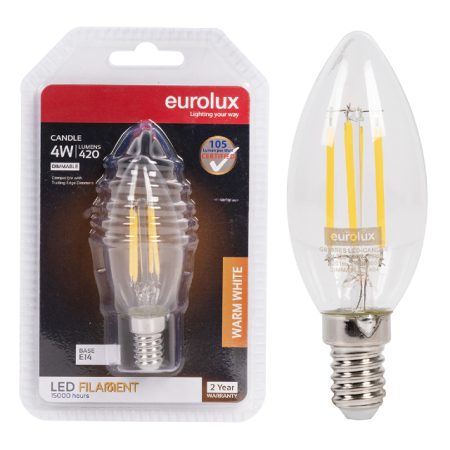 Dimmable Warm White E14 4W Candle LED Bulb