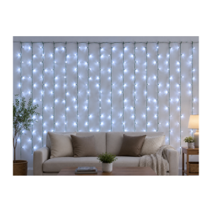 240V LED Curtain Lights – Green Wire (2 x 1.5m Drop)