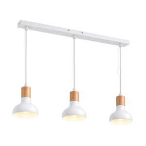 Linear Metal Pendant with Wood Finish & Adjustable Cords