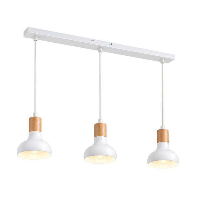 Linear Metal Pendant with Wood Finish & Adjustable Cords