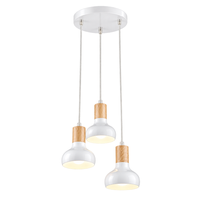 Cluster Metal Pendant with Wood Finish & Adjustable Cords