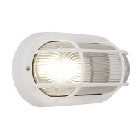 Oval Bulkhead with Grid PVC 1x E27
