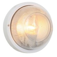 Round Plastic Bulkhead Plain White 1 x E27