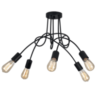Black Metal 5 Light Ceiling Fitting