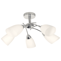 Polished Chrome with White Glass 5 Lights