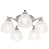 Satin Chrome Chandelier with Frosted Glass