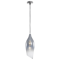 E27 Satin Nickel Pendant With Smoke Colour Glass