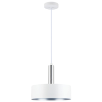 White And Polished Chrome Round Pendant