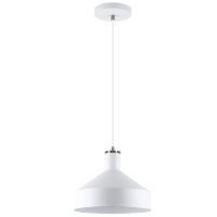 Sand White Lamp; Satin Chrome with White Inner Metal Pendant