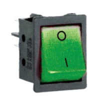 Rocker Switch DPST Green 230V Lamp
