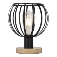 Metal Table Lamp With Light Wood Base