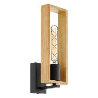 Black/Wood Wall Light E27