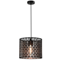 Metal, Fabric & Clear Acrylic Pendant – Black & Gold