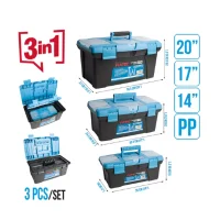 3-in-1 Plastic Tool Storage Box Set (14″ / 17″ / 20″)