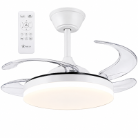 42″ Retractable LED Ceiling Fan with Remote Control – White