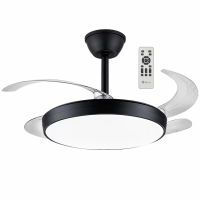 42″ Retractable LED Ceiling Fan with Remote Control – Black