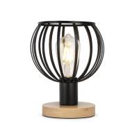 Metal Table Lamp With Light Wood Base