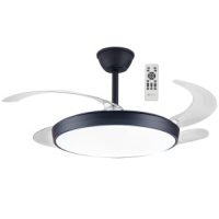 42″ Retractable Blade Ceiling Fan with LED – Black